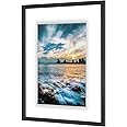 ONE WALL 18x24 Inch Floating Frame, Black Wood Double Glass Float Picture Frame Display 11x14/11x17/12x18/13x19/16x20 Photos Plant or Petal Specimens for Wall Hanging - Mounting Kit Included