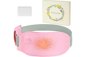 FTOYIN Portable Wearable Heating Pad for Cramps and Back Pain, Menstrual Cramp Relief for Women and Girls, Wireless Heating Pads with 3 Temperature Setting & Battery Powered（Pink）