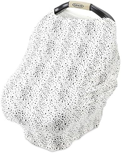 Ultra Soft, Comfortable, Breathable, Stretchy Multi-Use Nursing Cover and Baby Car Seat Cover, High Chair Cover, Grocery Cart Cover, Stroller Sunshade by Bee Zee Baby (Black &amp; White Dots)