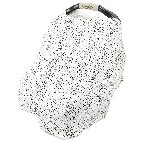 Ultra Soft, Comfortable, Breathable, Stretchy Multi-Use Nursing Cover and Baby Car Seat Cover, High Chair Cover, Grocery Cart Cover, Stroller Sunshade by Bee Zee Baby (Black &amp; White Dots)