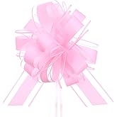 10Pcs Pink Bow Gift Wrapping Ribbon, 8 Inches Large Pull Bows, Matte Bouquets Bows, Ribbon Bows for Wedding Christmas Birthday Party Gift Baskets Valentine's Day Flower Gift Boxes Decoration