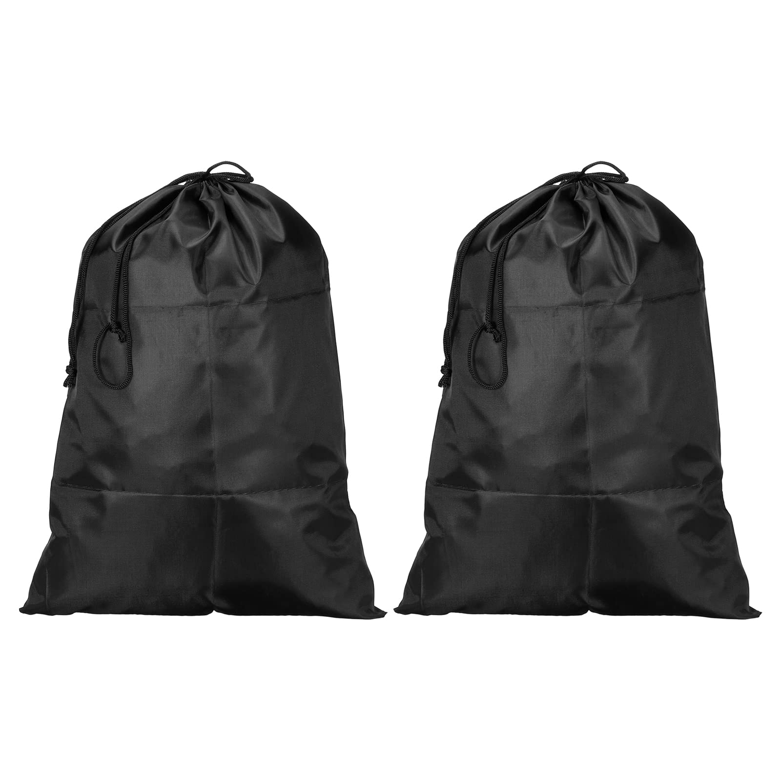 Photo 1 of PATIKIL Clothes Storage Drawstring Bag, 2 Pack 16.5" Height Clothing Blankets Double Drawstrings Organizer Bags for Camping Travel, Black