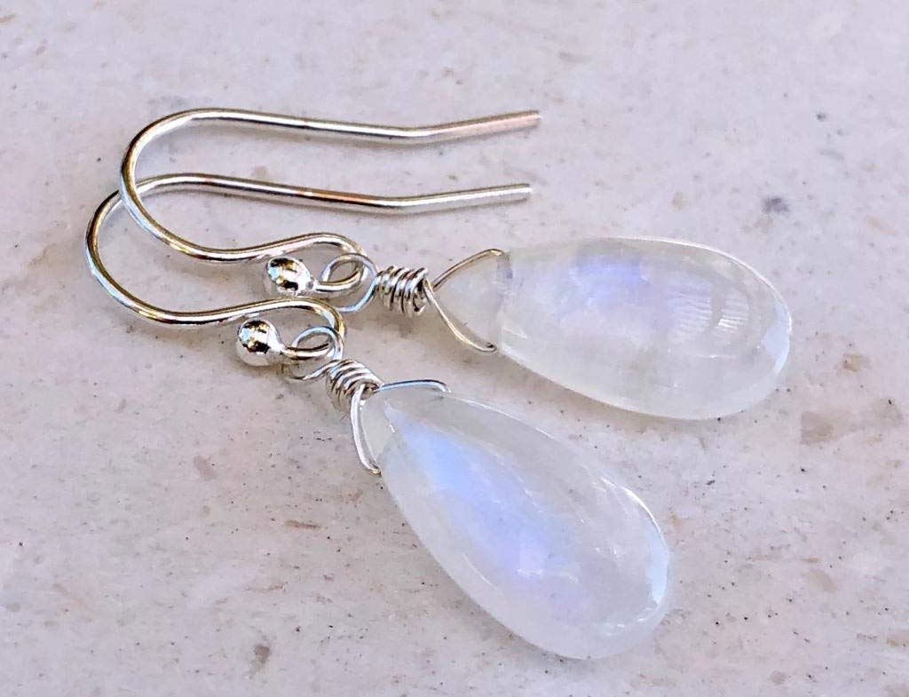 Sterling Silver Rainbow Moonstone Earrings - Jewelry Gift For Her - Mothers Day Present