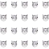 PH PandaHall 100pcs Cat Spacers Beads 8x8mm Tibetan Alloy Animal Kitty Head Beads Charms Antique Silver Cat Head Bead for Bracelet Necklace Earring Jewelry Making and DIY Craft, hole: 2mm