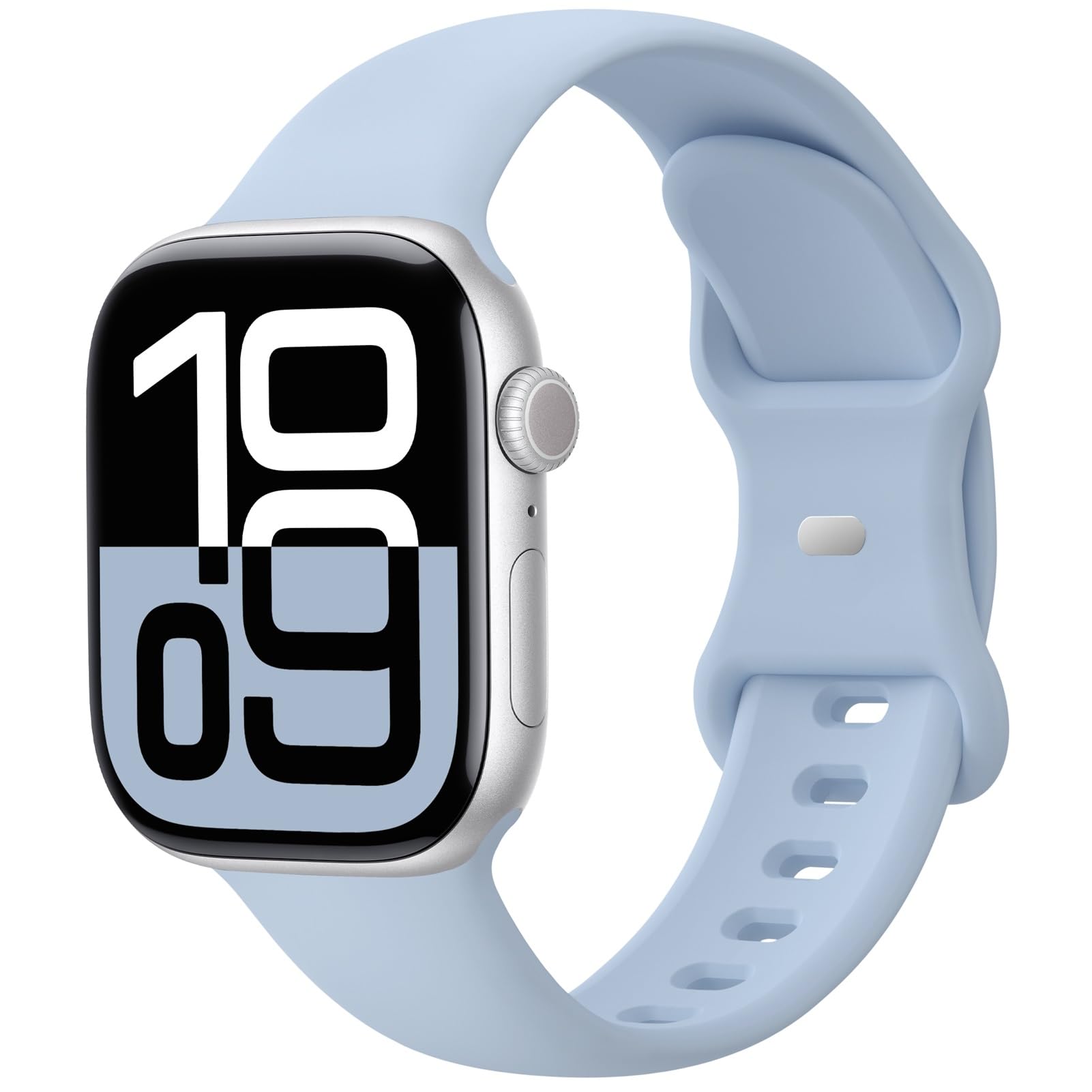 Sport Band Compatible with Apple Watch 38mm 40mm 41mm 42mm 44mm 45mm 46mm 49mm, Soft Silicone Replacement Strap Wristbands for iWatch Series 10/9/8/7/6/5/4/3/2/1 Ultra SE Women Men, Sky