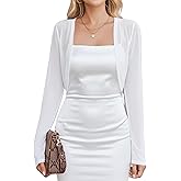 Women Sheer Shrugs Long Sleeve Cropped Cardigan Open Front Bolero Shrug for Evening Dressy S-XXL
