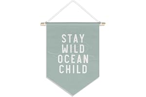 DSHFG Nursery Kids Room Playroom Decor, Stay Wild Ocean Child Toddler Beachy Room Banner Pennant Wall Decor Hanging for Baby Boy Girl Kid Playroom Bathroom Decorations, 15x11in