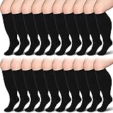 Suhine 10 Pairs 5xl Plus Size Compression Socks Wide Calf Support Socks for Women Men 20-30 Mmhg Compression for Nurse Running, Black
