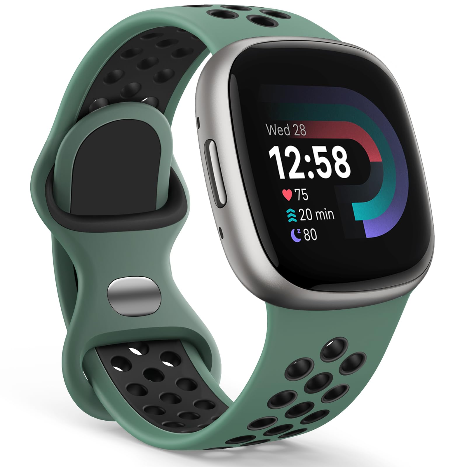 Yoohoo Silicone Bands Compatible with Fitbit Versa 3 Straps/Versa 4 Strap/Sense Strap/Sense 2 Straps for Women Men,Sport Breathable Soft Wristband Replacement for Fitbit Watch,Small