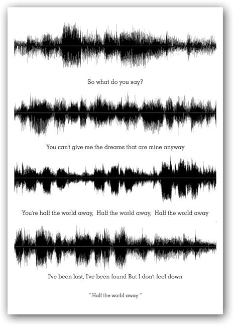 Lab No 4 Oasis Half The World Away Song Soundwave Lyrics Music Poster Amazon Ca Home Kitchen