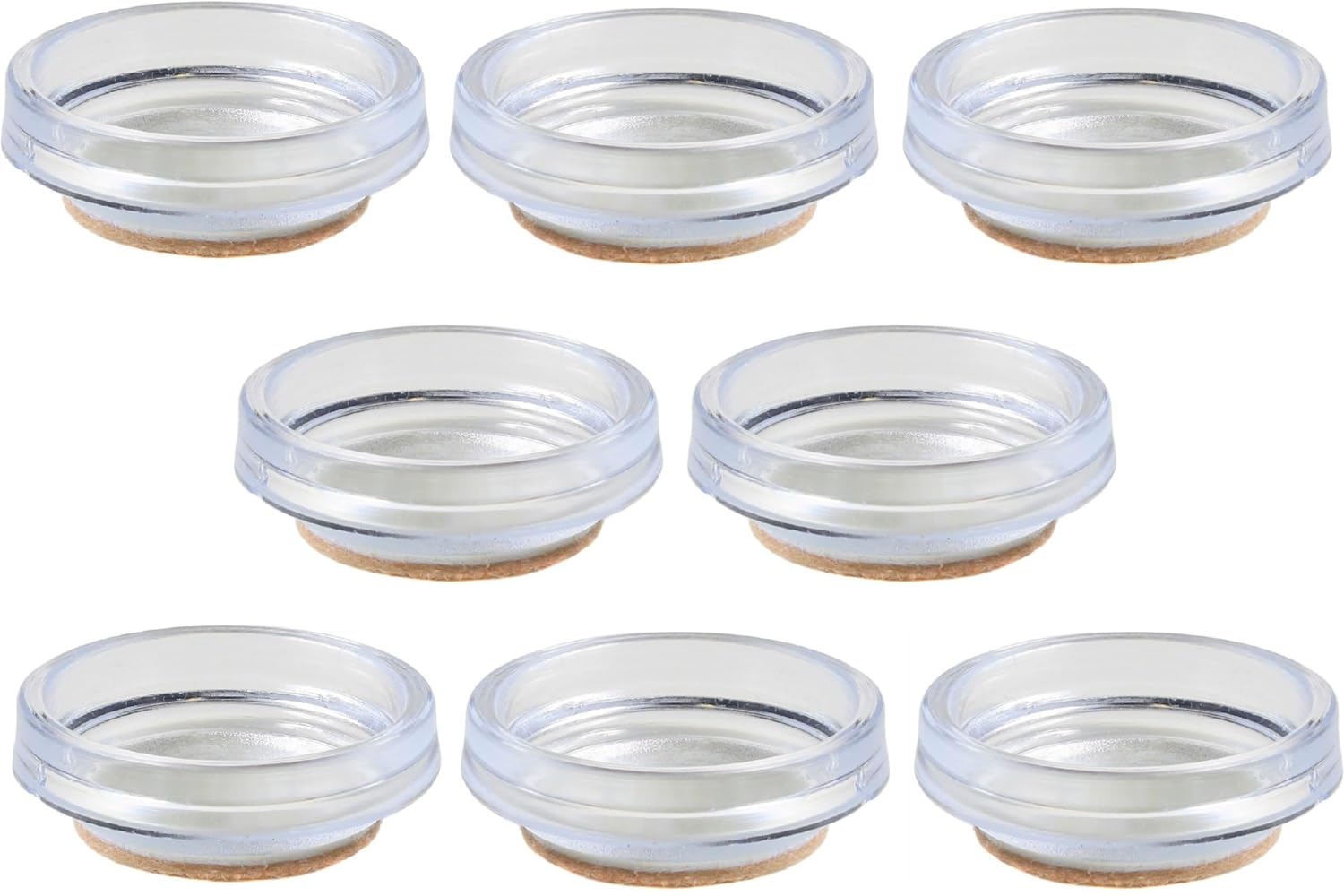 Merriway® BH00152 Castor Caster Cups with Felt Pad, Outer Dimension 68 mm (2.5/8 inch) - Large, Clear, Pack of 8