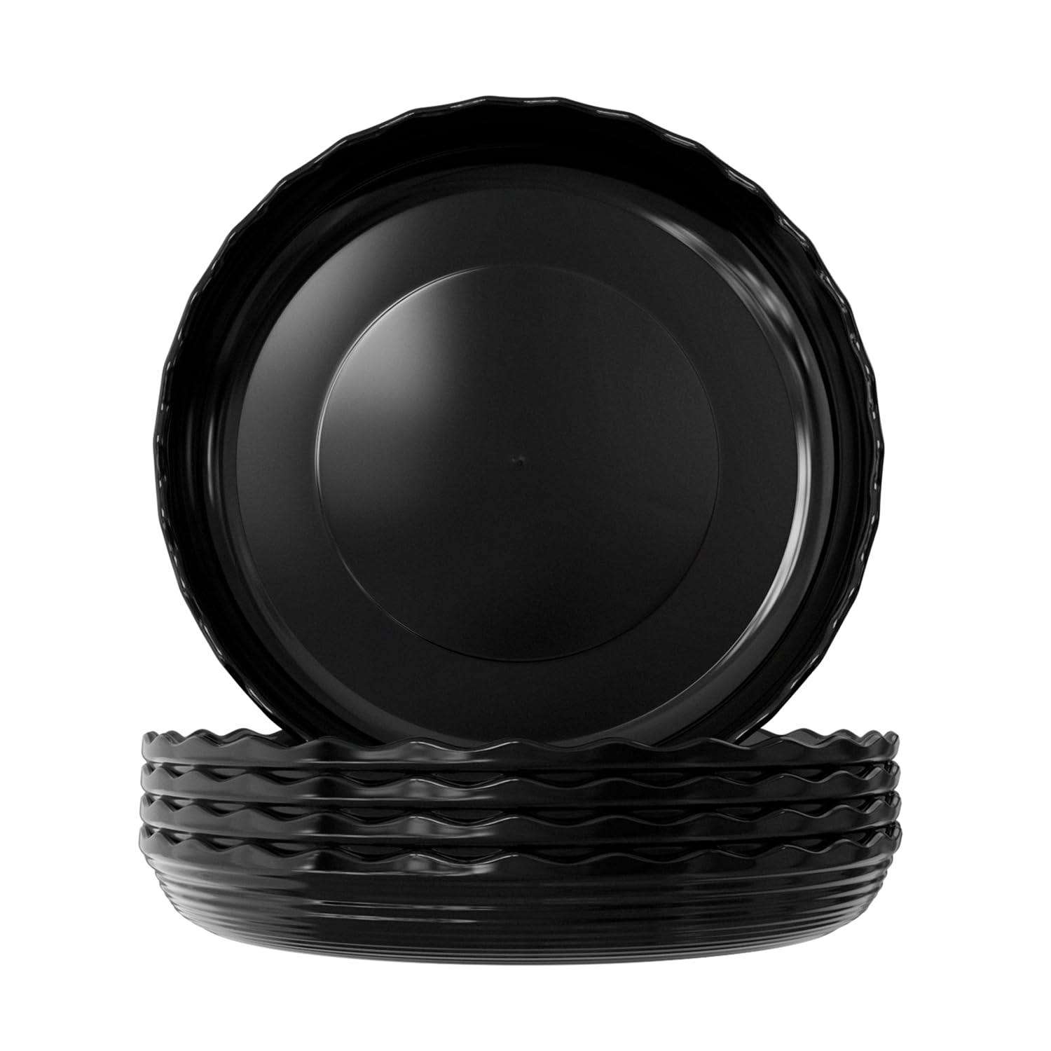 Kunjocy Pack of 5 Durable Black Plant Pot Saucers, Round Flower Pot Flowerpot Saucer Plastic Plant Trays Containers Plant Plate Pots for Indoor Household Outdoor Garden (26 cm)
