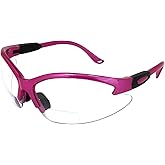 Global Vision Eyewear Cougar Bifocal Women's Safety Glasses Dark Pink Nylon Frame Clear Lenses