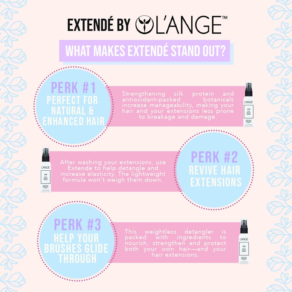LANGE HAIR Extendé Conditioning Detangler Hair Spray - Paraben Free Leave-in Conditioner and Fortifying Spray, Repair and Protect for Damaged Hair, Detangles and Hydrates Hair, Moisture & Shine | 4OZ: Beauty