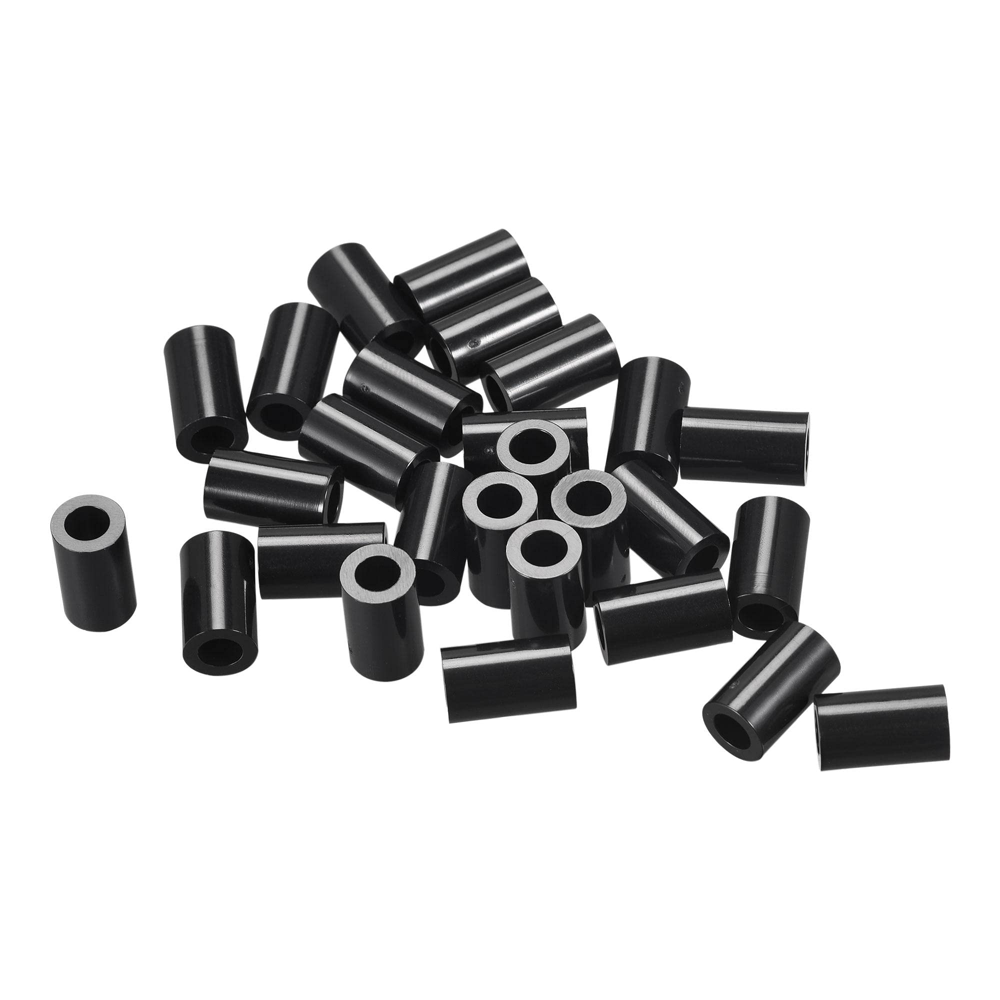 sourcing map ABS Round Spacer Washer ID 4.2mm OD 7mm L 12mm Plastic Standoff for 3D Printer TV Wall Mounting Electrical Outlet, Black, 100Pcs