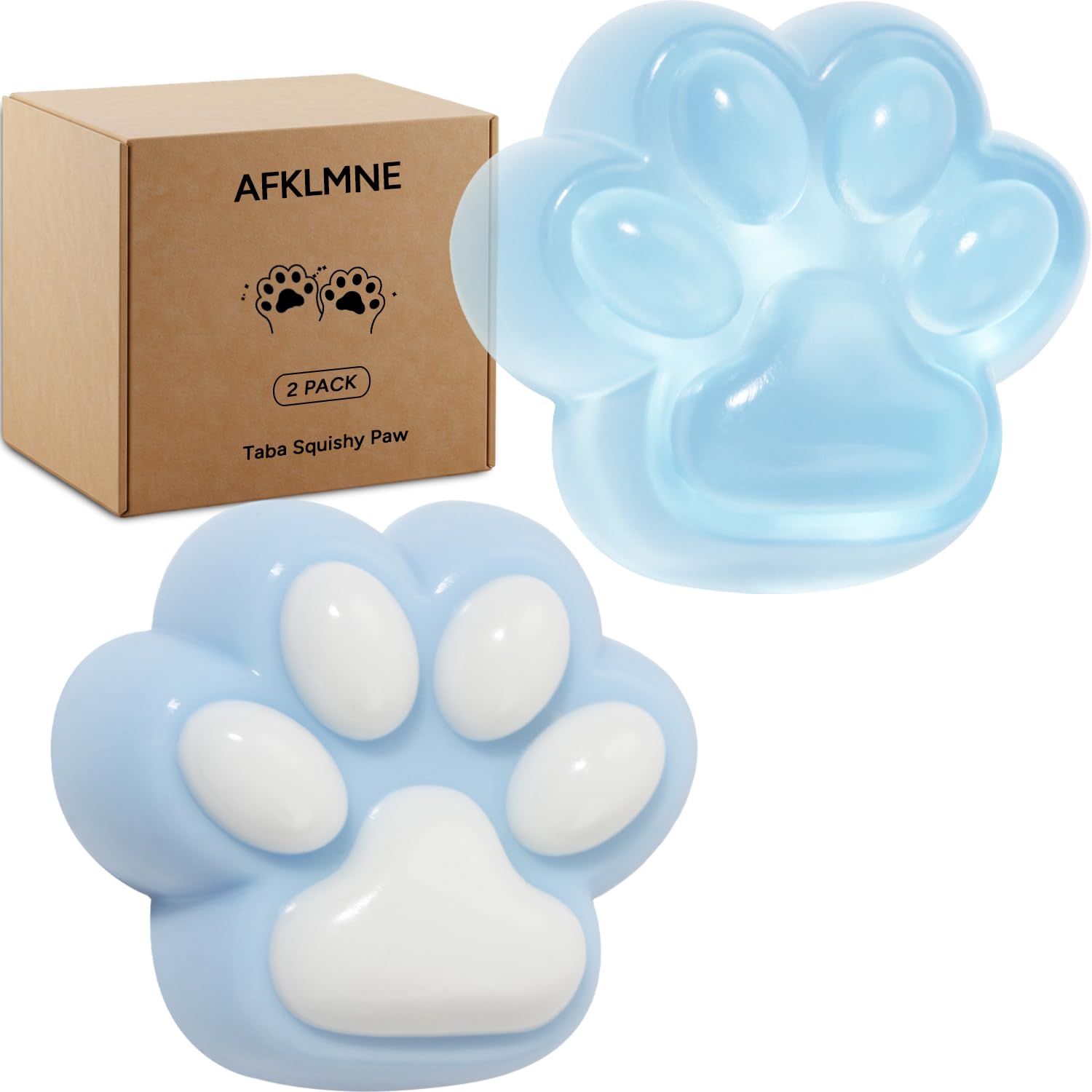 Photo 1 of AFKLMNE 2-Pack Taba Squishy Cat Paw Sensory Fidget Toys Adults, Anxiety Stress Relief Squeeze Toy, Soft Cute Kawaii Squishy’s for Desk, School (Blue)