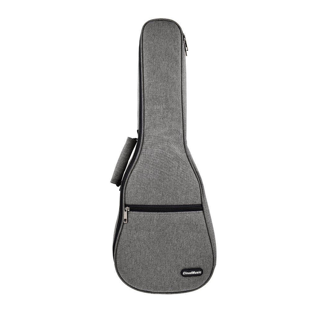 CloudMusic Concert Ukulele Case Backpack bag with Adjustable Shoulder Straps and Carry Handle 10mm Padding 63cm x 21cm Plain Gray Design