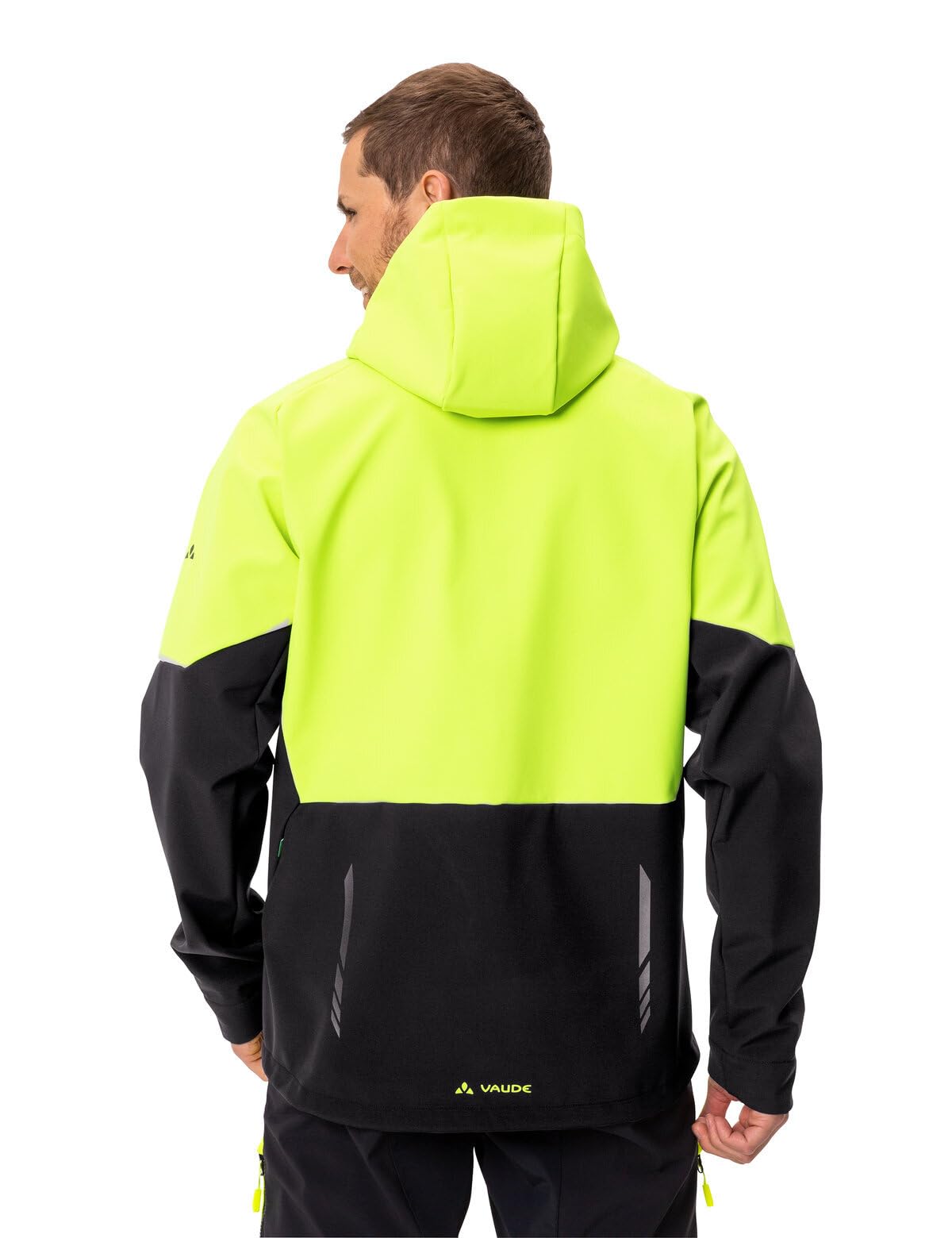 VAUDE Softshell Fahrradjacke Herren Qimsa – Wasserdichte & atmungsaktive Softshelljacke Herren, reflektierende Details, ideal fürs Radfahren im Herbst & Winter - in Gelb, Größe: M 4