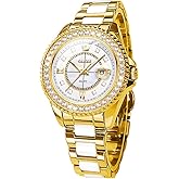 OLEVS Women's Rose Gold Automatic Watches Skeleton Mechanical Ladies Elegant Luxury Wristwatch Diamond Ceramic Band Butterfly Self Winding Dress Watch