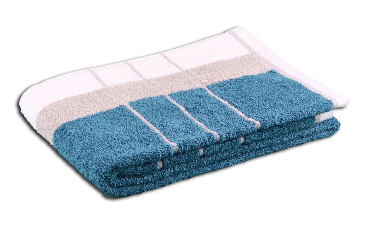 Gözze - Beach Towel, 100% Baumwolle, Berlin, Striped, 70 x 140 cm - Petrol/Taupe