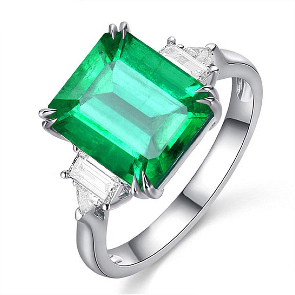 Photo 1 of GUIDECUN Emerald Cut CZ & Solitaire Baguette Cubic Zirconia Ring Women's Engagement Wedding Ring Band Size 6-10 (US Size 9)