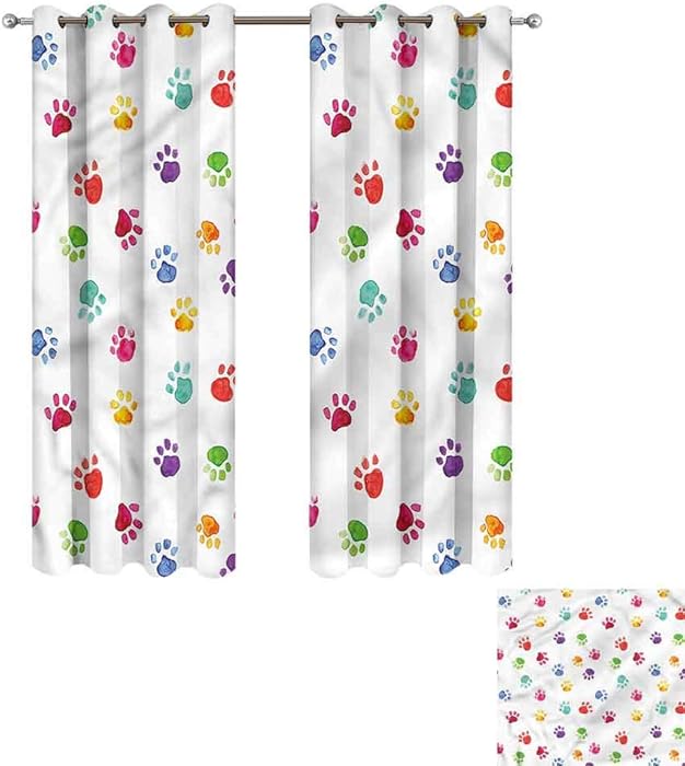 Cash Hoover Blackout Curtains Colorful,Cute Animal Footprints,Blackout Draperies for Bedroom Living Room 27" Wx72 L,2 Panels