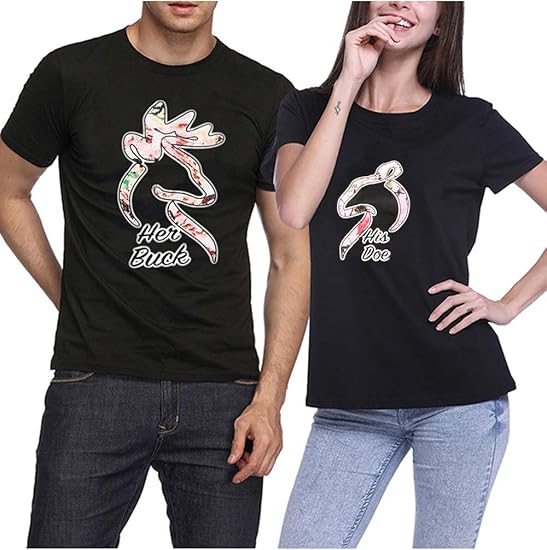 Amazon カップルtシャツティーマッチング鹿彼のドゥ彼女のバック2パック Black 女性 L 男性 Xl Tシャツ カットソー 通販