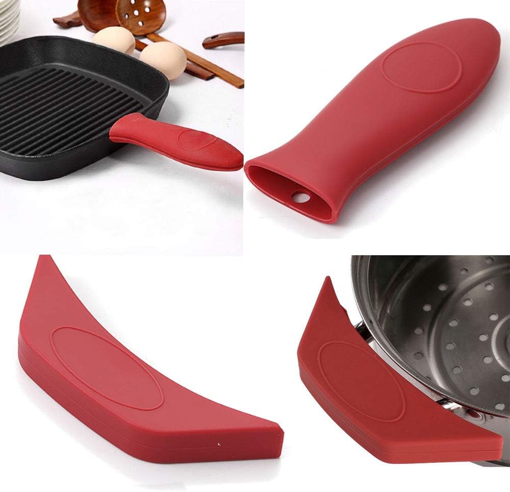 Owpkeenthy 8 Piece Grill Pan Scraper Silicone Hot Handle Holder, Cast Iron Handle Cover Pan Cleaners Insulated Tools Set for Cookware Cast Iron Skillets Frying Pans BBQ and Griddles : Garden & Outdoor