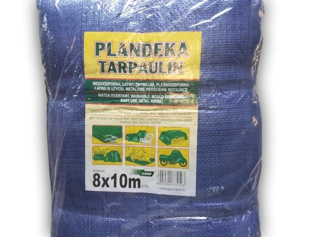 Tarpaulin [Brand] 10 x 8 m Waterproof Tarp - Ideal for Sunshading, Hammock Tent, Portable Cover - Rust Resistant Metal Rings, Polypropylene, Blue