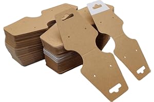 ADLUKAE Necklace Display Cards Self Adhesive - 200PC Blank Bracelet Kraft Paper Display Cards, Earring Cards, Hanging Jewelry Packaging Selling Card for Packaging Necklaces, Bracelets, Keychains, 4.7x1.9 Inch