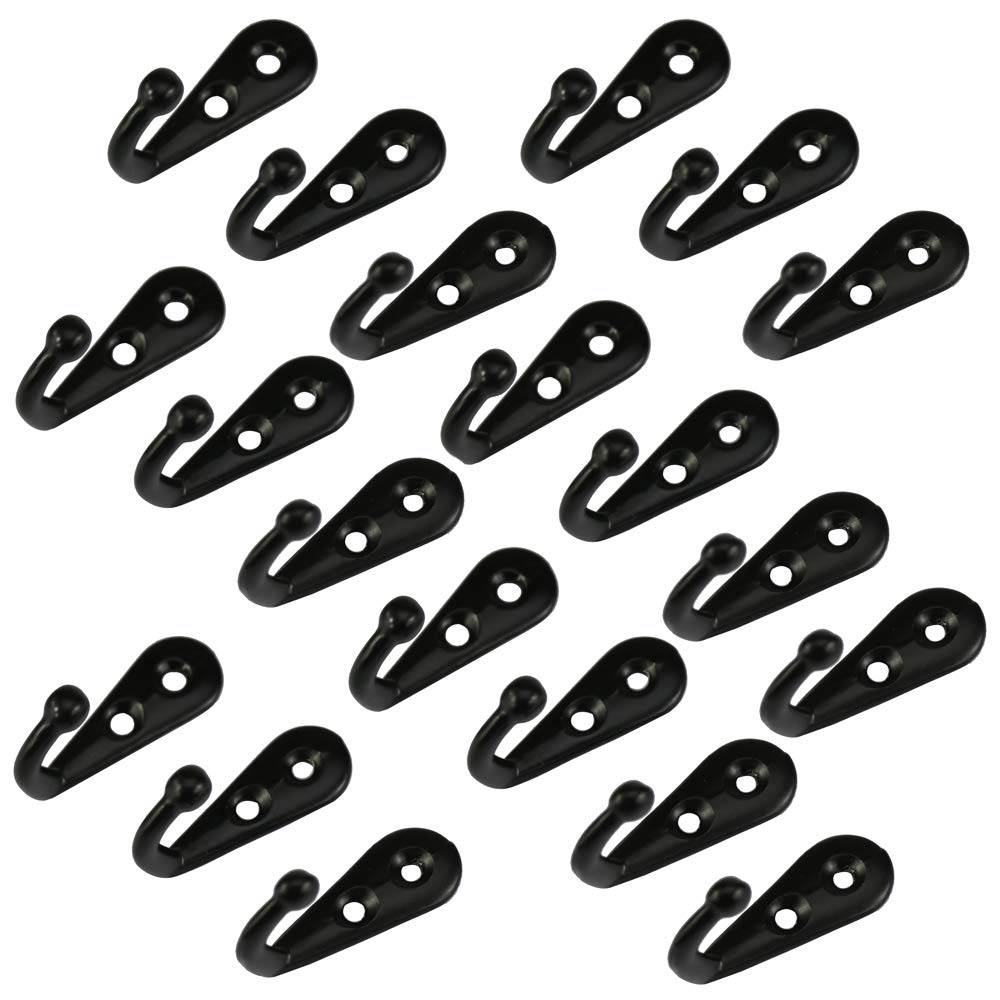 20 Pieces Small Vintage Black Hooks Wall Single Mounted Hook Hangers with 40 Pieces Screws