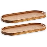 Linwnil Wood Serving Trays 11.5x4 Inch Charcuterie Boards Oval Wooden Plates Wood Serving Platter Cheese Dinner Plates Bulk for Dessert Snack Bread Fruit Appetizer Dishes (2)