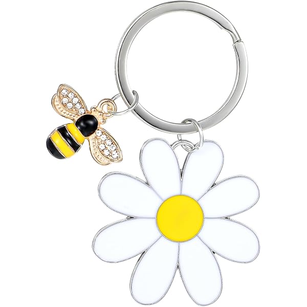 COLORFUL BLING Enamel Keychain - Flower, Daisy, Dragonfly & Bee Charms Keyring - View #4