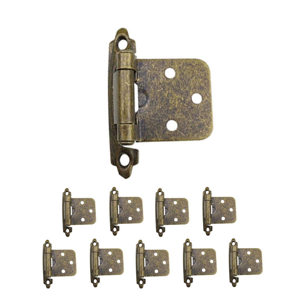 Tiberham Heavy Duty Retro Style Face Mount Flush Cabinet Hinge, Semi-Concealed Variable Overlay Hinge for Closet Door Furniture (Pack of 10)