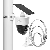 Augstci No-Drill Pole Mount for eufy Security SoloCam S340/E30/E42 | No-drill outdoor mount with 3 stainless steel clamps for 1.5-7.5 in poles, downspouts and fence posts; camera not included