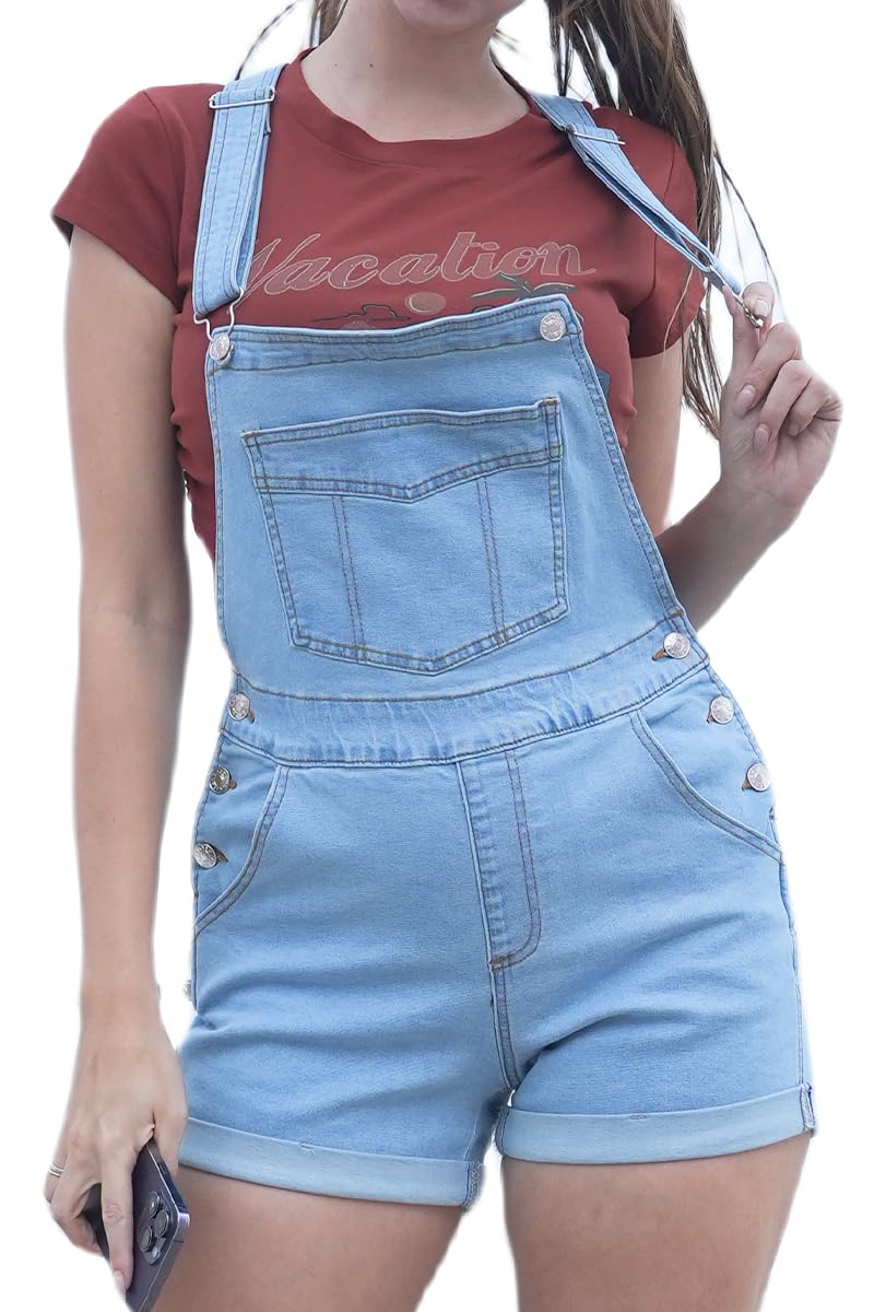 Photo 1 of Acydar Women’s Denim Bib Jeans Shortalls Outfits Classic Adjustable Straps Loose Bib Denim Overall Shorts