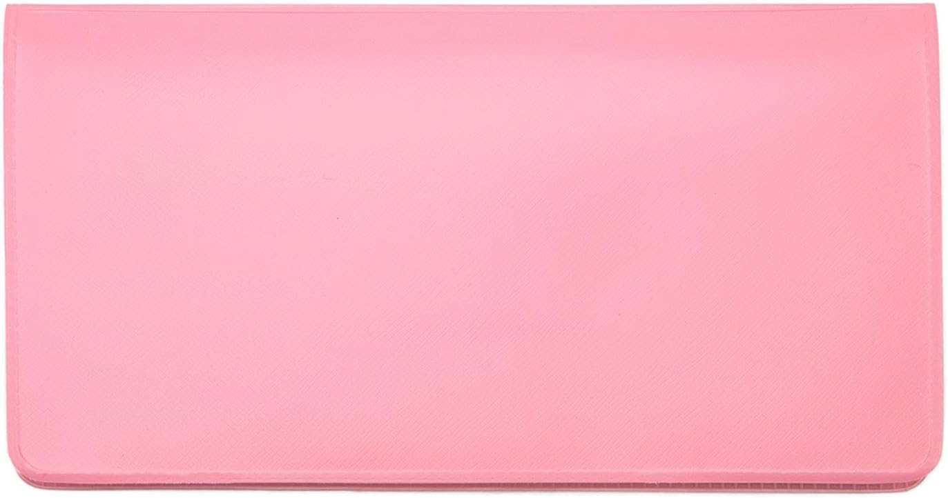 Pink Vinyl Checkbook Cover, Top Tear Personal Vinyl Checkbook Cover
