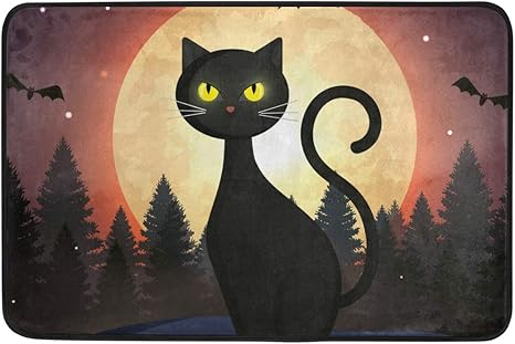 Amazon Saiaos ドアマット 玄関マット コウモリの飛行と月の暗い夜のベクトルイラストデ ザインのハロウィン猫 バスマット 足ふきマット おしゃれ お風呂マット 滑り止め 速乾 吸水 キッチン 風呂 浴室 台所 60 40cm 玄関マット オンライン通販