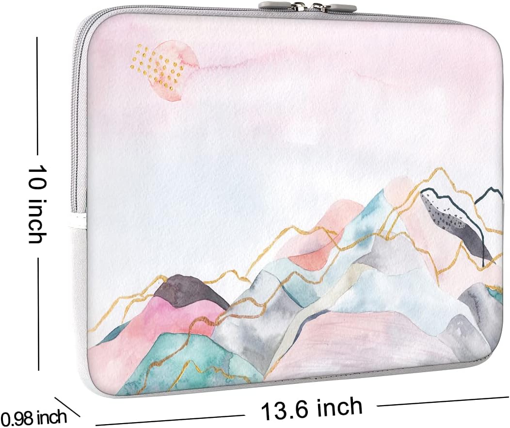Laptop Sleeve, iCasso 13-13.3 Inch Stylish Flower Pattern Canvas Stitching Leather Briefcase Cover Case Bag for MacBook Air/Pro/Ultrabook/Notebook/iPad Pro - Watercolor Scenery