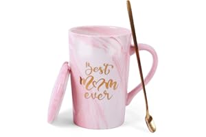 OurHonor Gifts for Mom, Best Mom Ever Coffee Mugs, Gift for Women 16 Oz Marble Pink Ceramic Novelty Tea Cup with Delicate Box for Mother's Day Chrismas