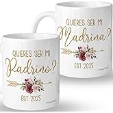 Vivulla68 Quieres Ser Mis Padrinos De Bautizo, Bautizo Recuerdos Juego De 2 Tazas 2025, Recuerdos De Bautizo Para Niño, Niña, God parents Presents Proposal, Quieren Ser Mis Padrinos De Bautizo