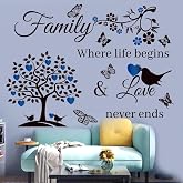 Runtoo Inspirational Quote Wall Decals - Black Vinyl Lettering With Vines & Butterflies, For Living Room, Bedroom, Office