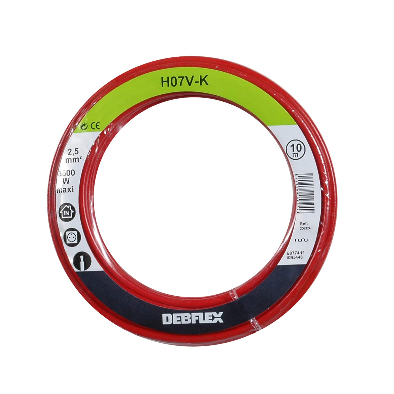 Debflex 205324 Cable Reel HO7V-K 2.5 10 m Red