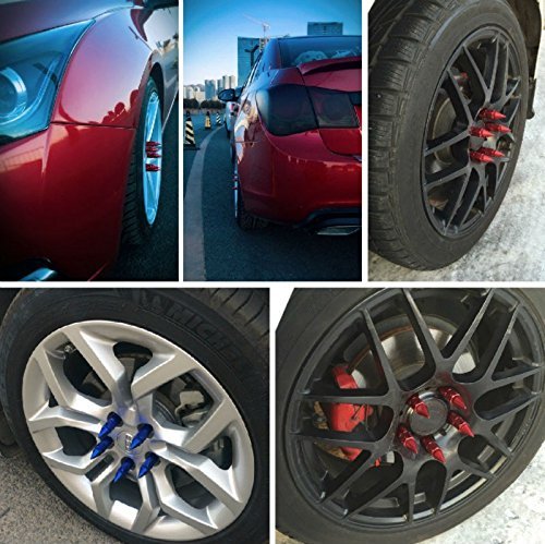 20 Pcs 60mm M12X1.5 Neo Chrome Aluminum Spiked Lug Nuts Extended Tuner