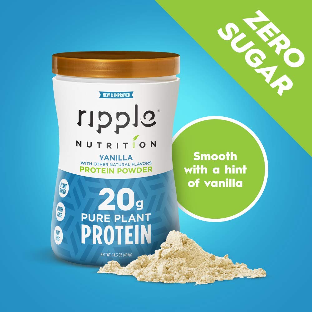 Ripple Vegan Protein Powder, Vanilla | 20g Clean Plant Based Pea Protein | Non-GMO, Non-Dairy, Soy Free, Gluten Free, Lactose Free | For Smoothies, Shakes, Workout Recovery and Meal Replacement: Grocery & Gourmet Food