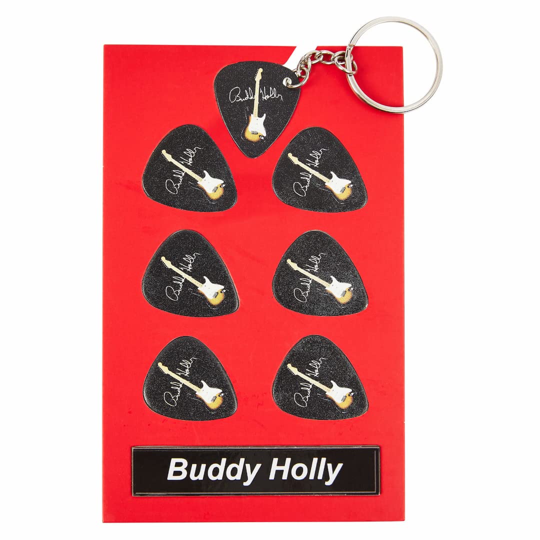 Axman Buddy Holly Guitar Plectrum Gift Set | 6 Artist Plectrums | 1 Artist Keyring