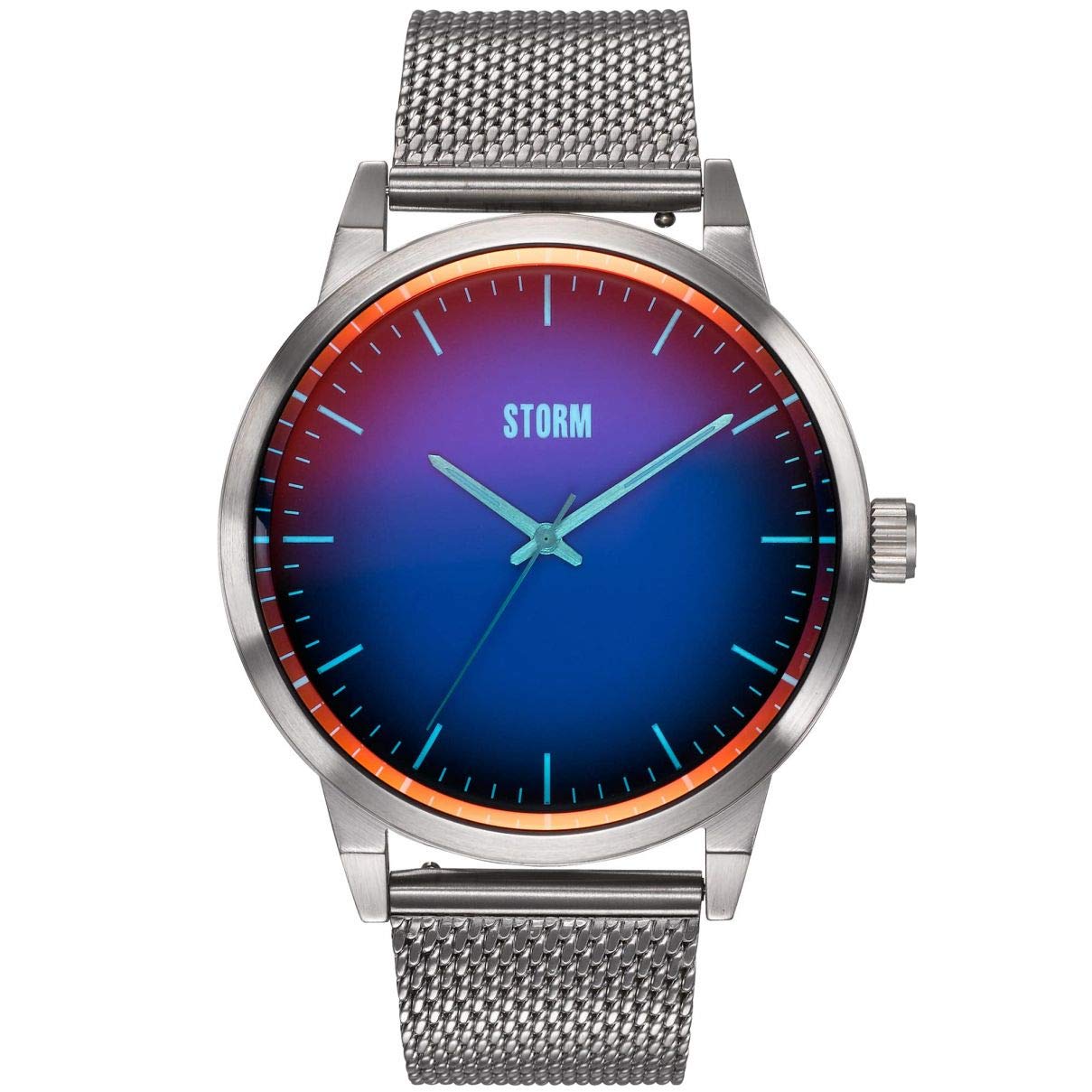 STORM STYRO Lazer Blue - Luminous Details for Enhanced Visibility, Innovative Photochromic Glass, Interchangeable Mesh Strap, Brushed Steel Finish, 50M Water Resistance, Modern and Sleek Design.