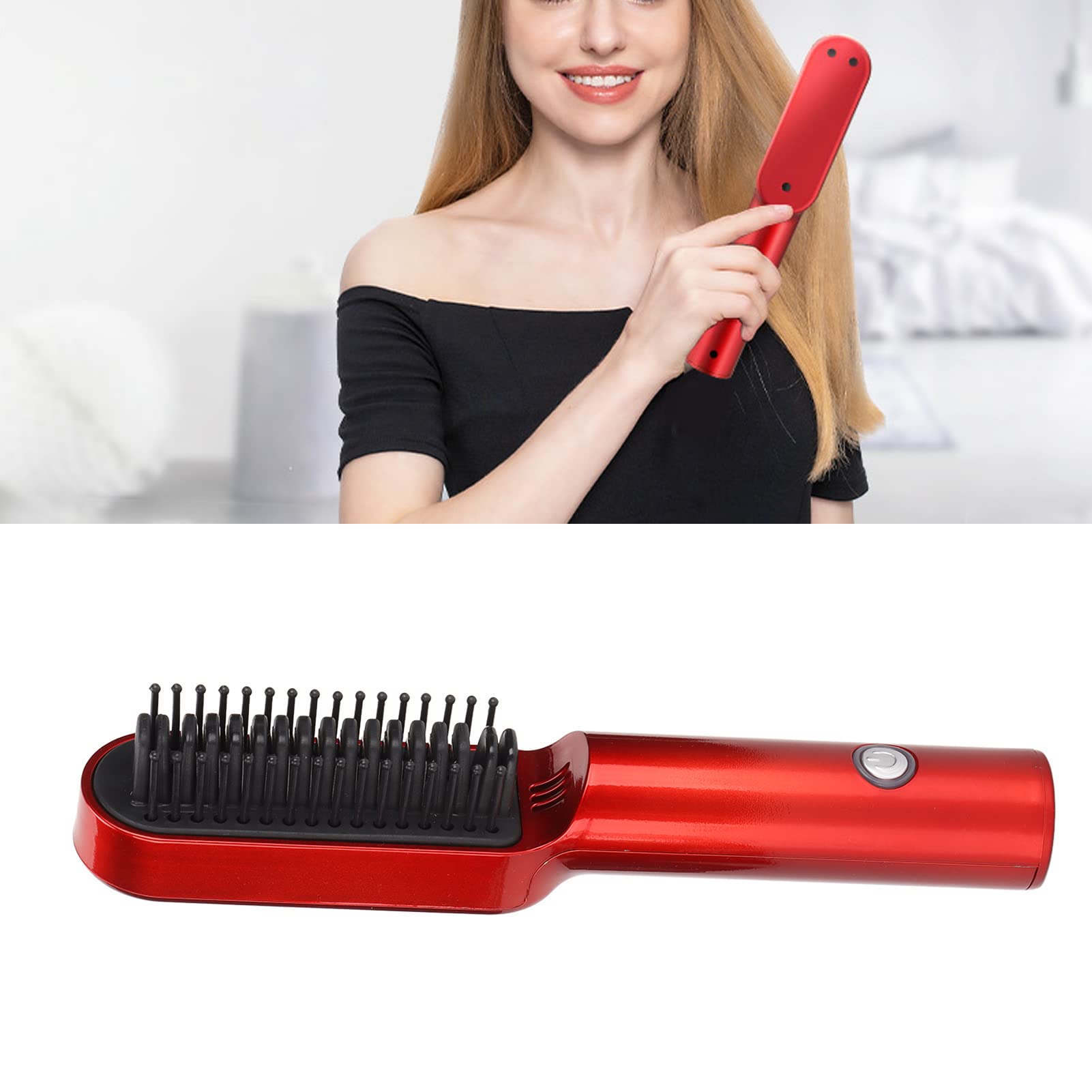 Mini Hair Straightener USB Rechargeable Hair Styling Comb Straight and Curly Hair Dual Purpose Styling Comb for Home Travel