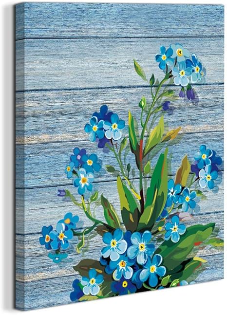 Forget Me Not Flower Painting Blue Green Abstract Watercolor Print Kitchen Wall Poster Illustration Forget Me Not Art Gift Women Botanical Painting Art Collectibles Vadel Com