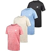 New Balance Boys Athletic Shirts - 4 Pack Performance Short Sleeve Crewneck Boys T Shirts - Dry Fit Tees for Kids (Size 8-20)